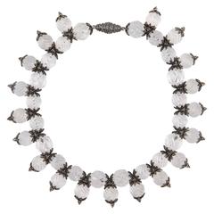 Rebecca Koven Rock Crystal Quartz Diamond Sterling Silver Collar