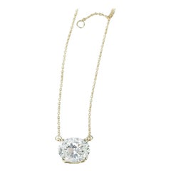 GIA Report Certified 1.5 Carat Oval Cut Diamond 18k Yellow Gold Pendant