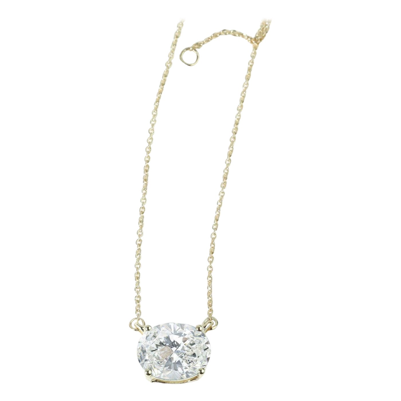 GIA Report Certified 2 J VS Carat Oval Cut Diamond 18k Yellow Gold Pendant