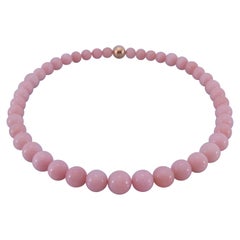 Collana di perline rotonde di opale rosa con oro rosa da 18 carati