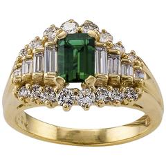 Emerald-cut Emerald Diamond Yellow Gold Ring 5