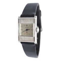 HAMILTON Watch. 14k White Gold Rectangle Ladies Hamilton mechanical wristwatch.
