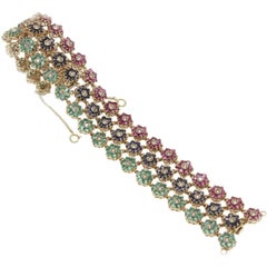 Emerald Ruby Sapphire Diamond Gold Bracelet