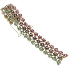 Luise Emerald Ruby Sapphire Diamond Gold Bracelet 1