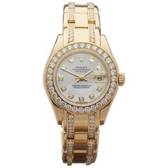 Used Rolex Pearlmaster Original Diamond Bracelet, Dial and Bezel Ladies 69298 Watch