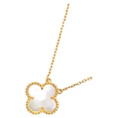 VAN CLEEF & ARPELS 18k Yellow Gold Mother of Pearl Vintage Alhambra Pendant