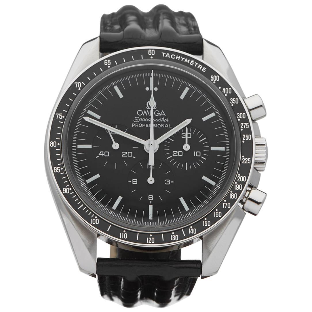 Omega Stainless Steel Speedmaster chronograph Mechanical Wind Wristwatch