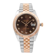 Montre Homme Rolex Datejust 41 Acier 18K Or Rose Chocolat Cadran Diamant 126331