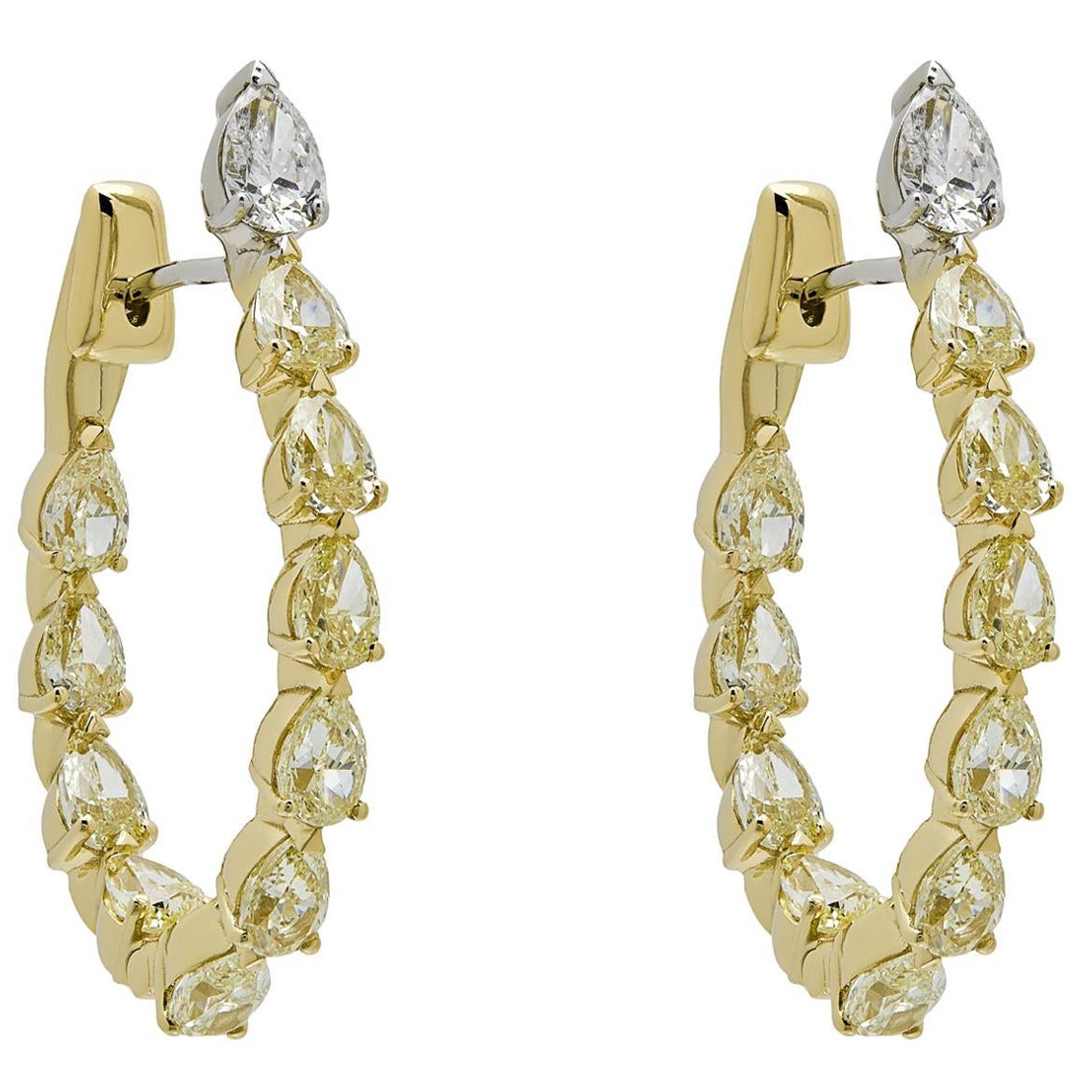 Pear-Shaped Yellow Diamond Hoop Earrings