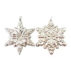 Vintage Gorham Sterling Silver 1970 & 1971 Snowflake Ornaments #17825