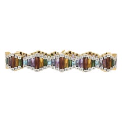 Bellarri Bracelet ligne ondulée en or bicolore 14 carats avec diamants et pierres précieuses de couleur ultime