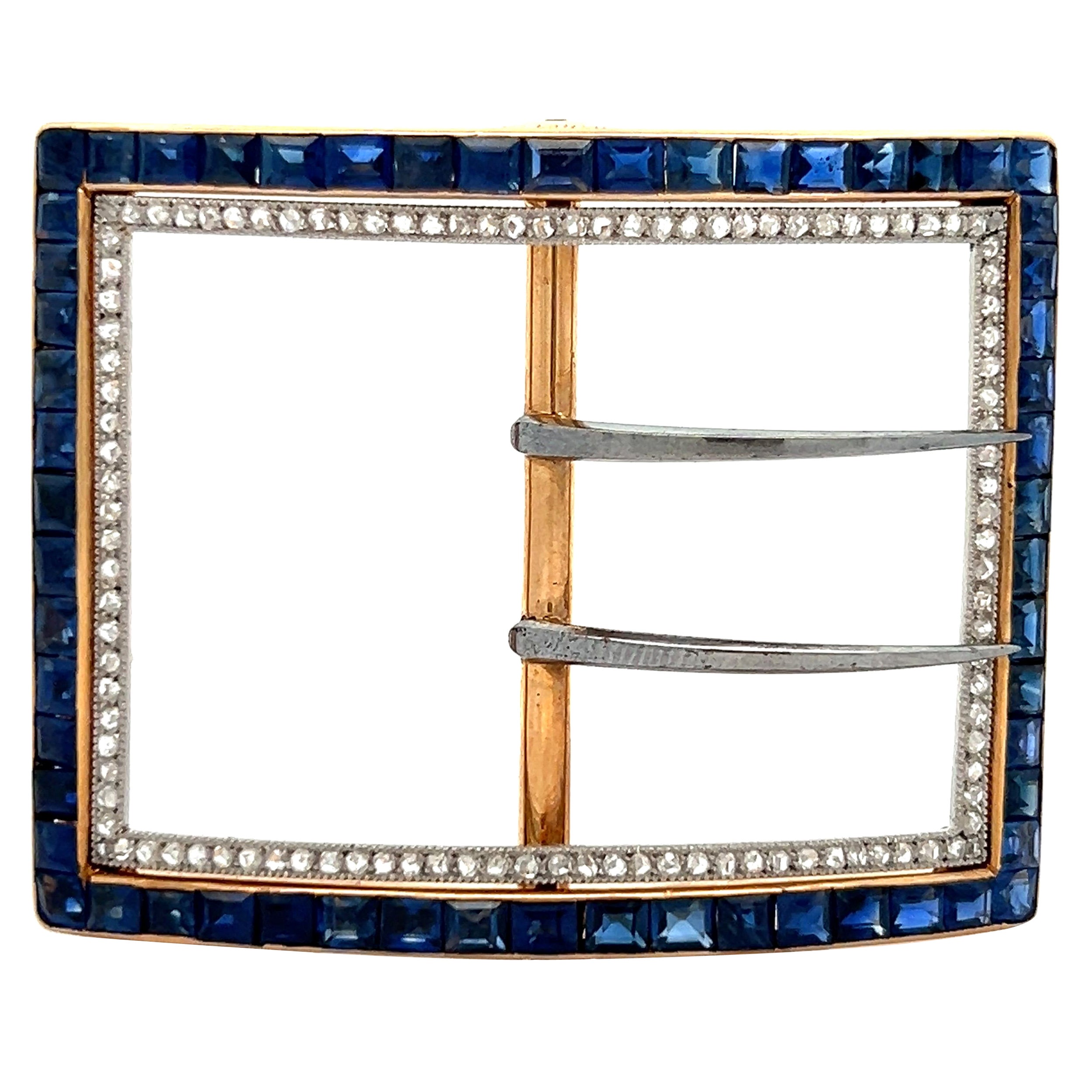 Fibbia da cintura Cartier Art Deco con zaffiro e diamanti