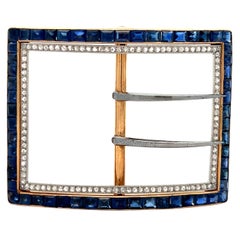 Cartier Art Deco Sapphire and Diamond Belt Buckle