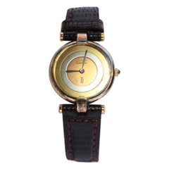 Must de Cartier Vendome Trinity-Uhr, Vintage. ARGENT Cartier 925 Vermeil-Quarz