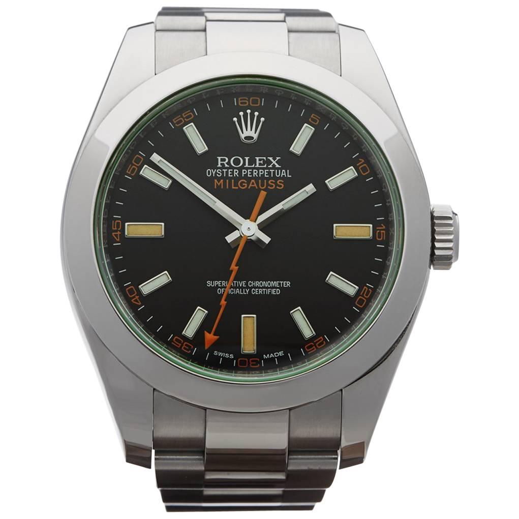 Rolex Milgauss Green Glass Automatic Wristwatch