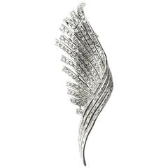 Diamond platinum Feather Brooch 10
