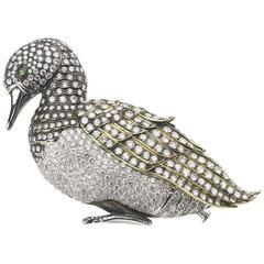 Diamond gold platinum Duck Brooch 2