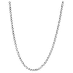 14 Karat White Gold Diamond Cluster Tennis Necklace