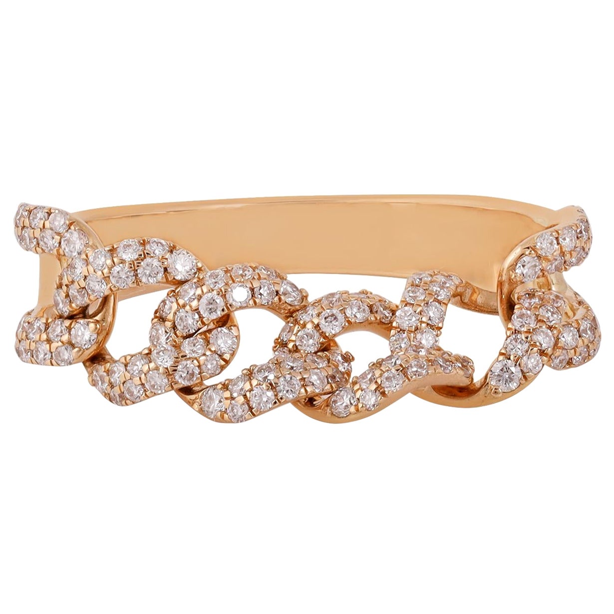 Chain Link Diamond classic Band in 18k Gold