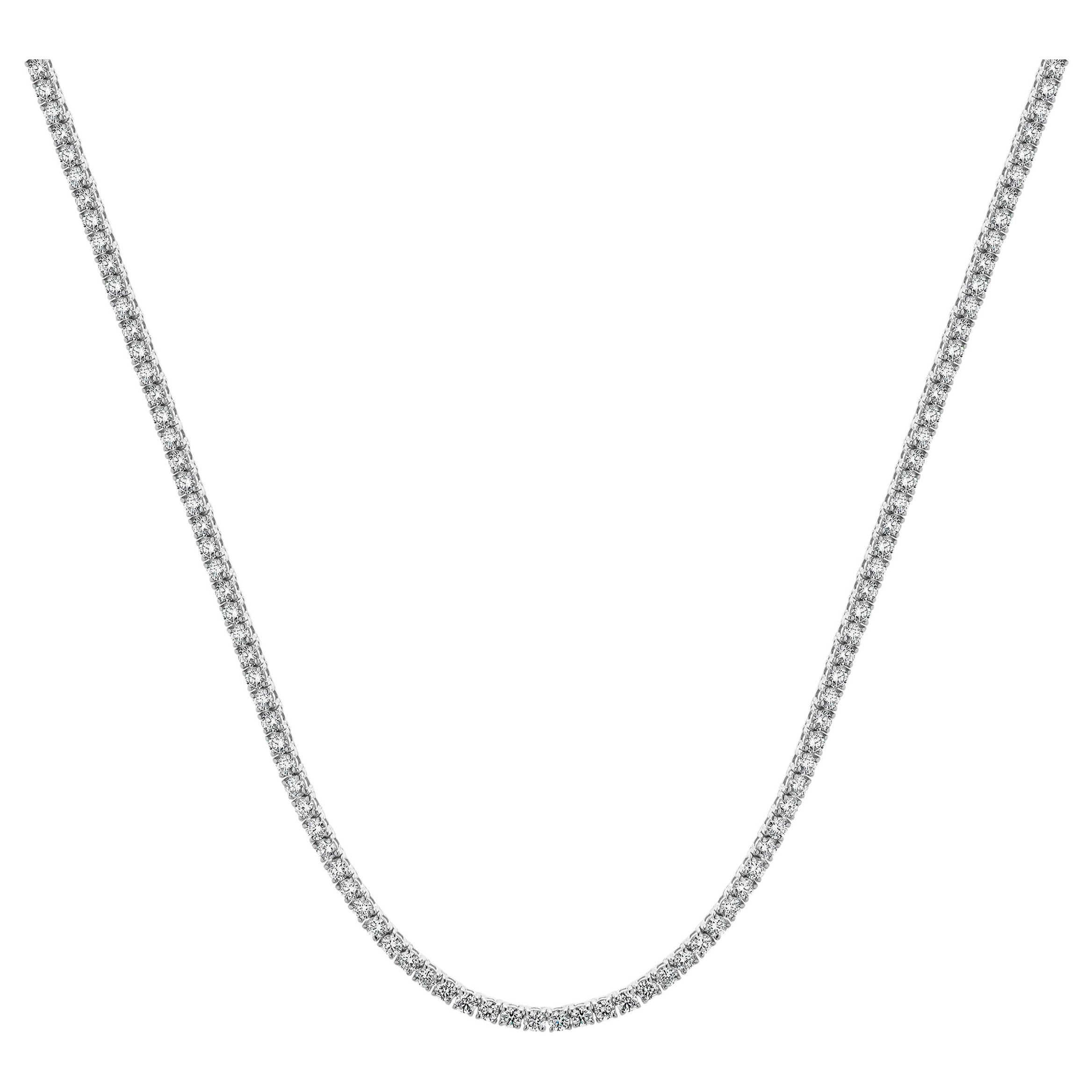 14 Karat White Gold Diamond Tennis Necklace