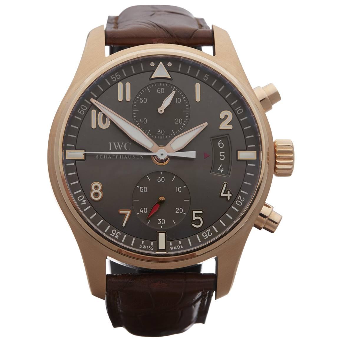 IWC Rose Gold Pilot's Chronograph Spitfire Automatic Wristwatch