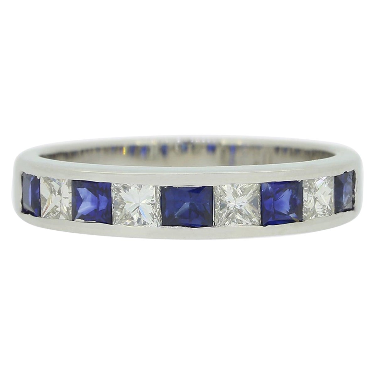 Sapphire and Diamond Half Eternity Band