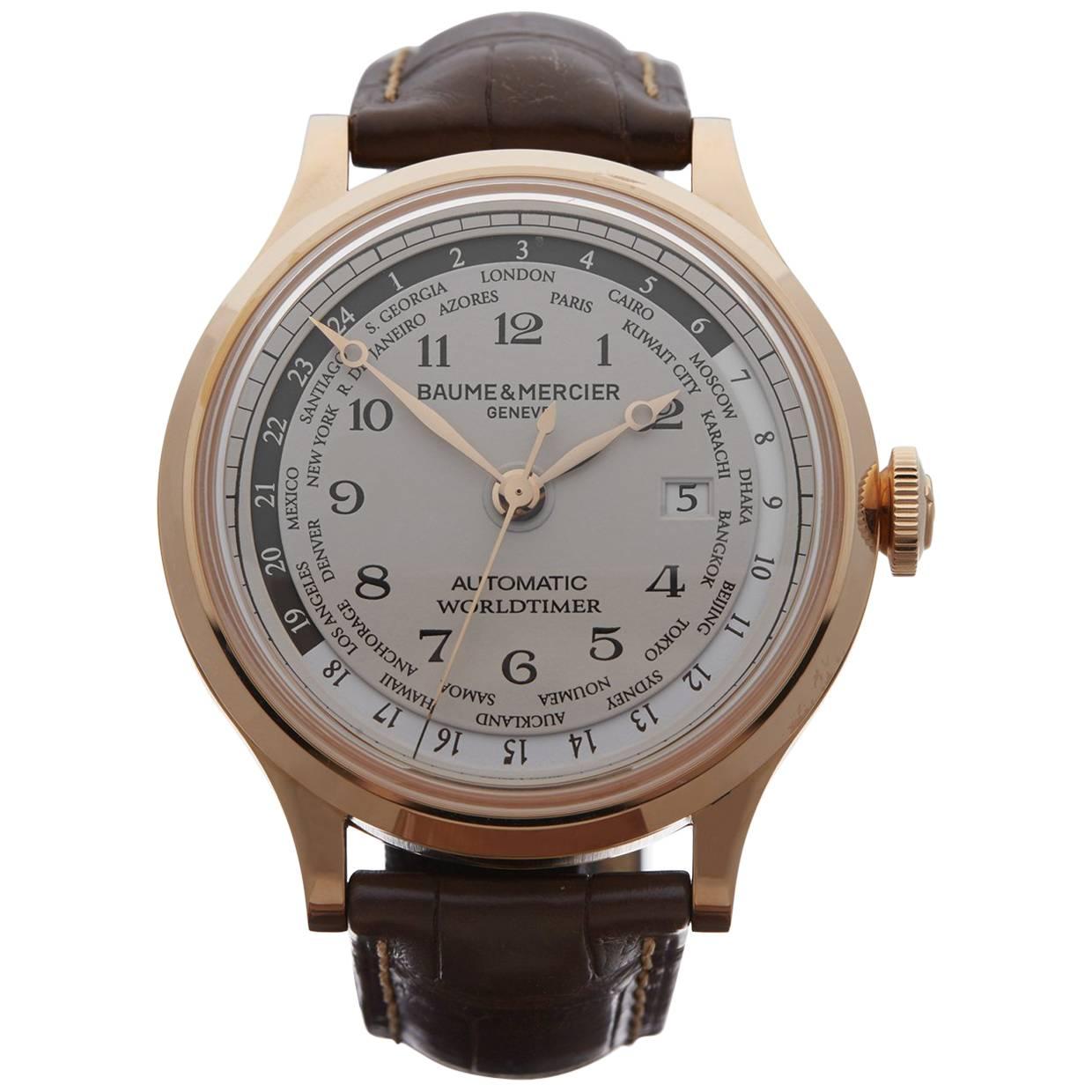 Baume & Mercier Rose Gold Capeland Worldtimer Automatic Wristwatch