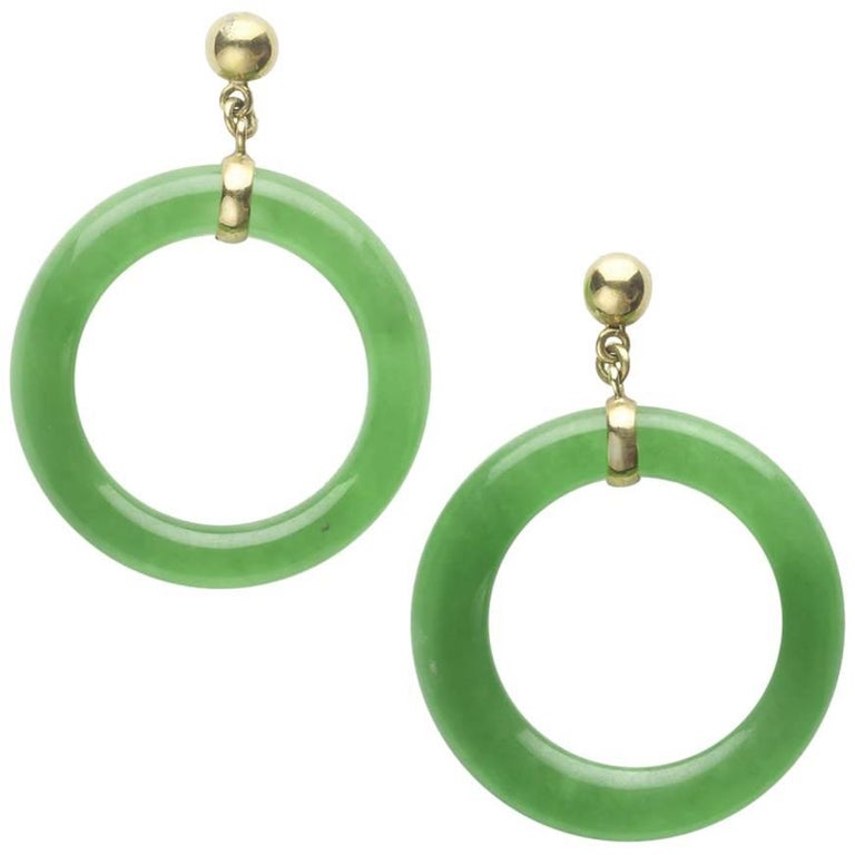 Real jade hoop earrings Outlet