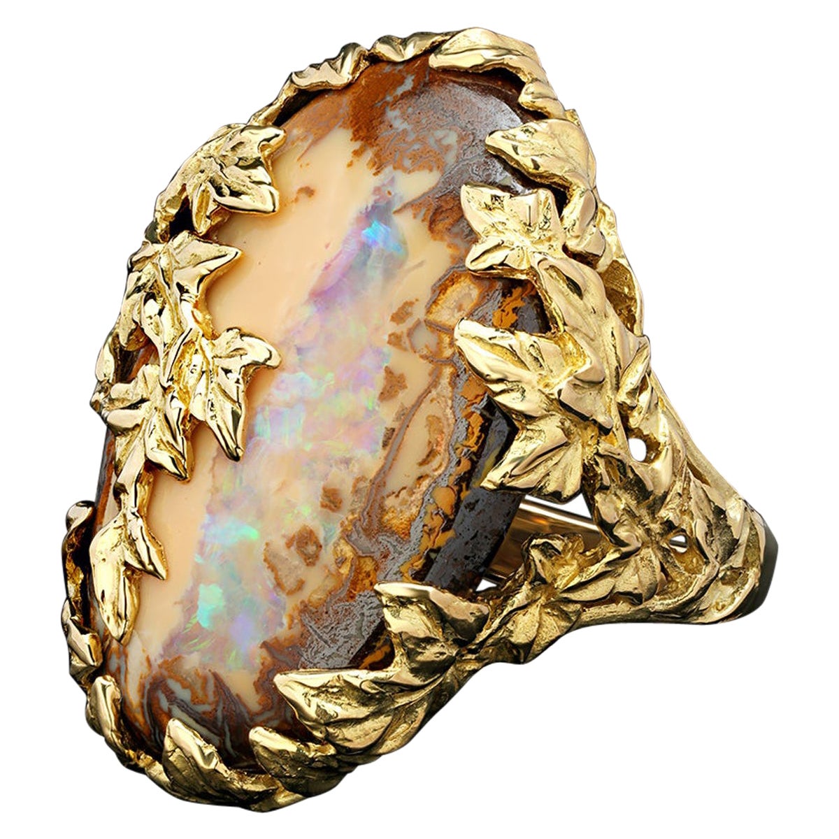 Boulder Opal Ivy ring Australian opal gemstone wedding anniversary