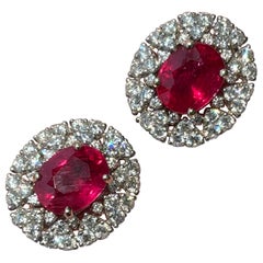 5.48 Carat Ruby and Diamond Studs