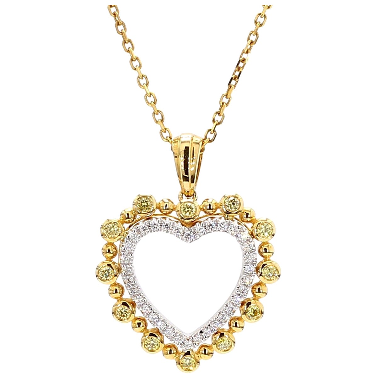 Colgante de gota de oro amarillo natural redondo y diamante blanco de 35 quilates TW