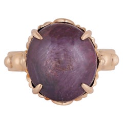 Star Ruby 6 Line Ring in 18 Karat Yellow Gold