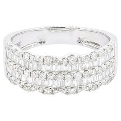 Natural Diamond Ring 0.76 carat 18KT White Gold Cocktail Half Eternity Ring Band