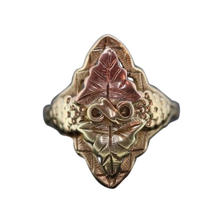 Black Hills Gold Marquise shaped Ring. FREE RESIZE. 10k Multi-Tone Black Hills For Sale