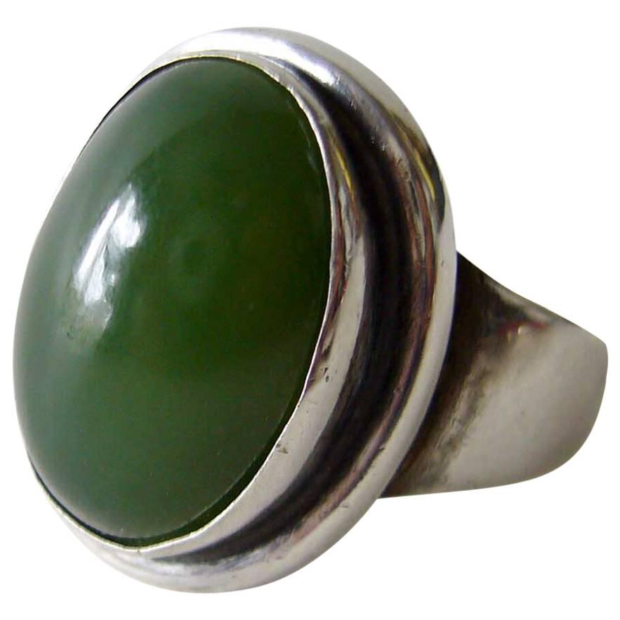 Harald Neilsen for Georg Jensen Nephrite Jade Sterling Silver Ring