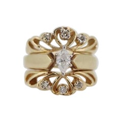 Marquise Diamant Solitär-Verlobungsring mit Jacke. 14k und 10K Diamant-Verlobungsring
