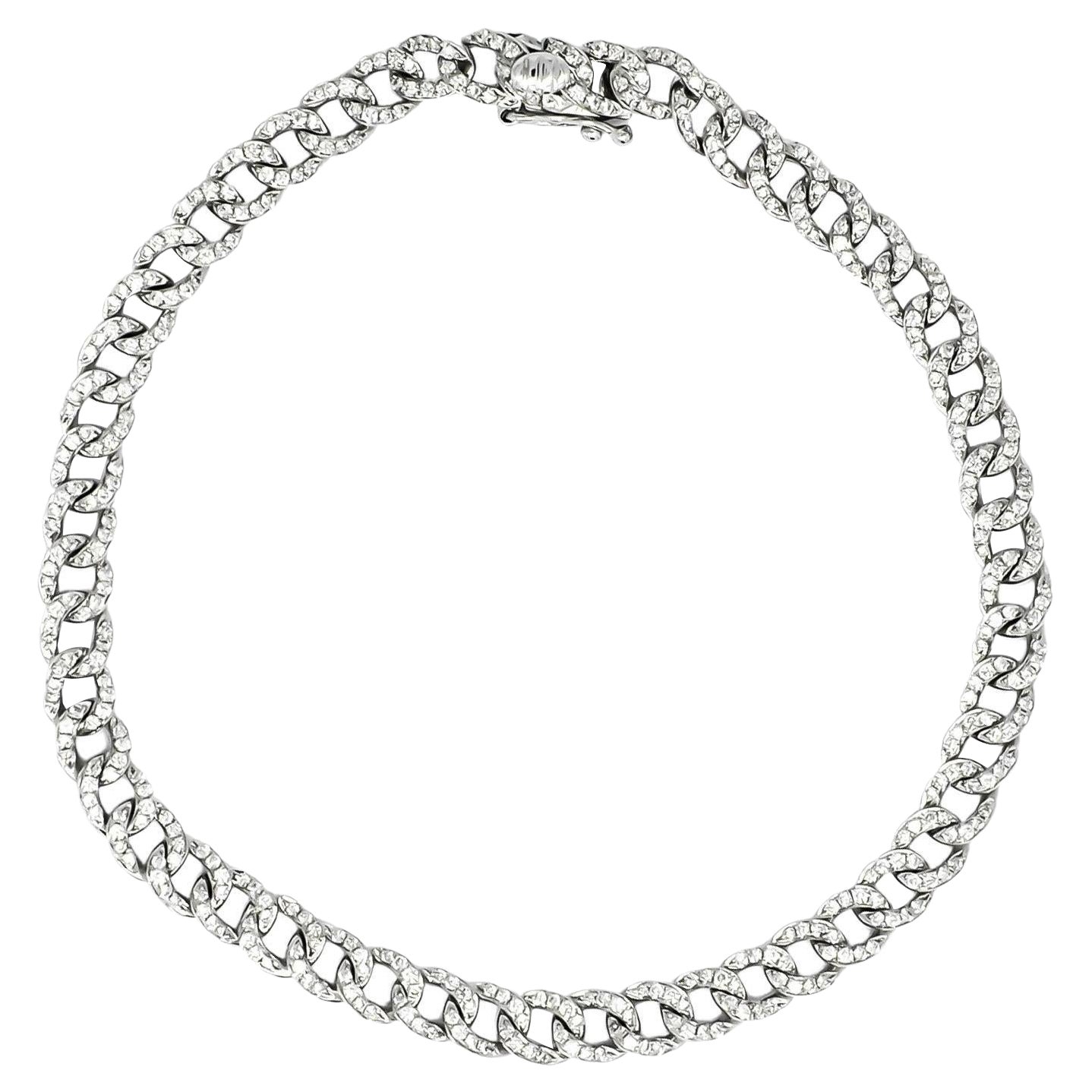 Natural Diamonds Bracelet 1.50 cts 18 Karat White Gold Cuban Tennis Bracelet