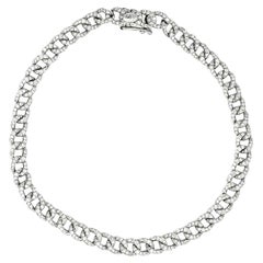 Natural Diamonds Bracelet 1.50 cts 18 Karat White Gold Cuban Tennis Bracelet