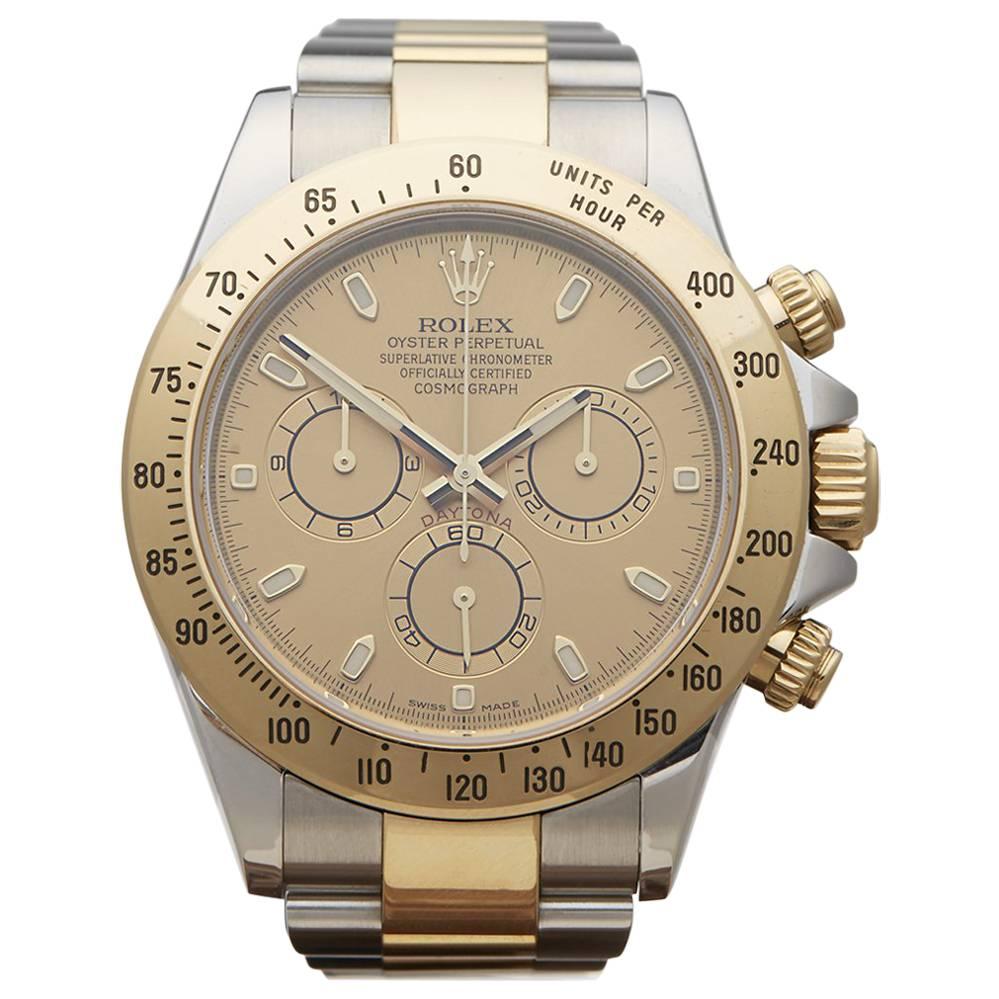 Rolex Yellow Gold Stainless Steel Daytona Automatic Wristwatch Ref 116523 