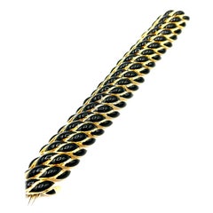David Webb Black Enamel and 18K Yellow Gold Bracelet