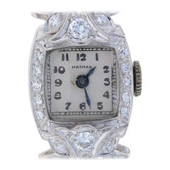 Harman Orologio da polso da donna Art Deco con diamanti - Meccanico in platino rotondo 2,06ctw