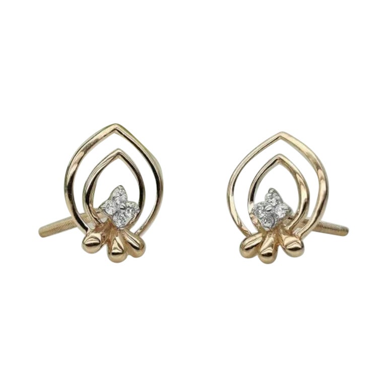 Minimalistischer Octopus-Diamant-Ohrring aus 14k massivem Roségold