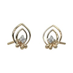 Minimalistischer Octopus-Diamant-Ohrring aus 14k massivem Roségold
