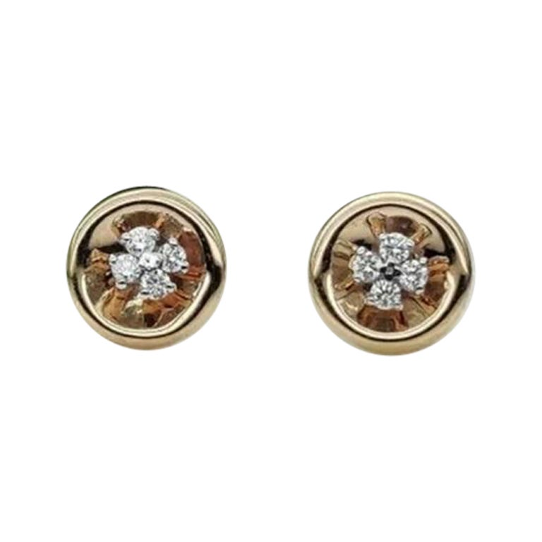Minimalist Round Diamond Earring 14k Solid Gold