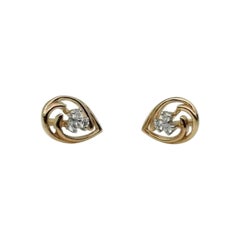 Pendiente de oro amarillo macizo de 14k con forma de gota Pendiente de diamante natural