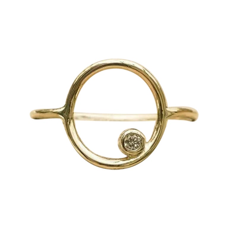 Tiny Diamond Karma Thin Ring Minimalist Dainty in 14k Solid Gold