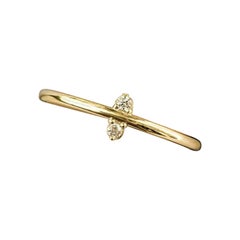 Tiny Round Diamond Pinky Dainty Minimalist Ring in 14k Solid Gold