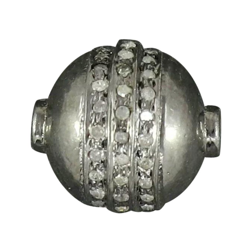 Wholesale 10Pcs Pave Diamond Spacer Beads Ball 925 Silver Connector Link Beads