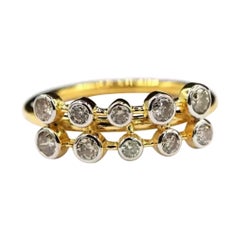 Anillo de Diamantes Naturales y Oro de 14k con Engaste Bazil
