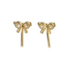 Diamond Bow Studs 14k Solid Yellow Gold Bow Tie Nariz Oreja Piercing